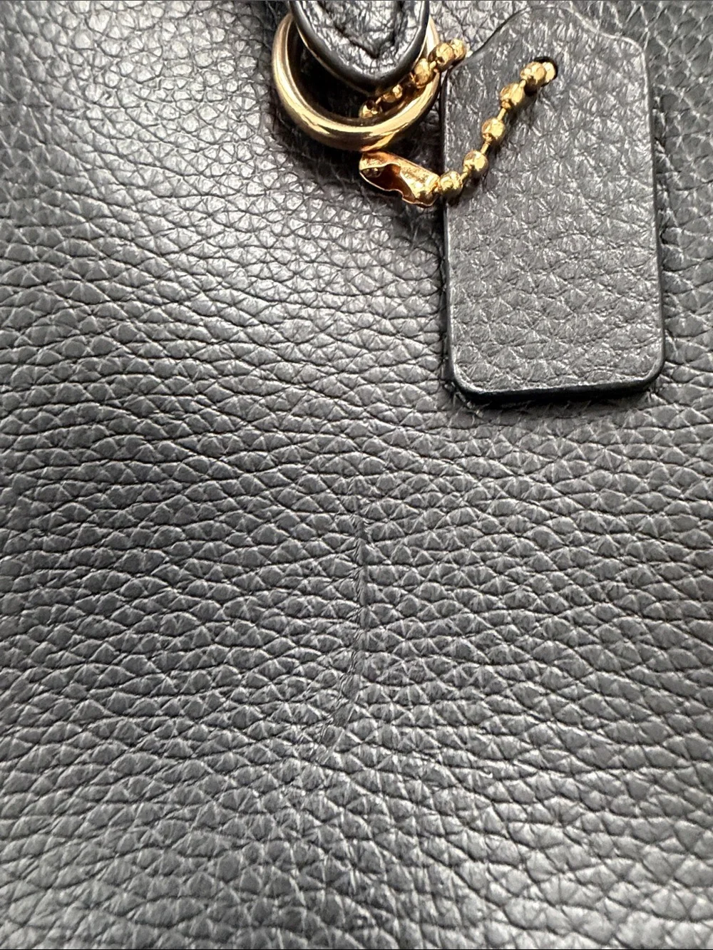 Coach Black Pebble Leather Tote with Gold Hardware and Removable Strap